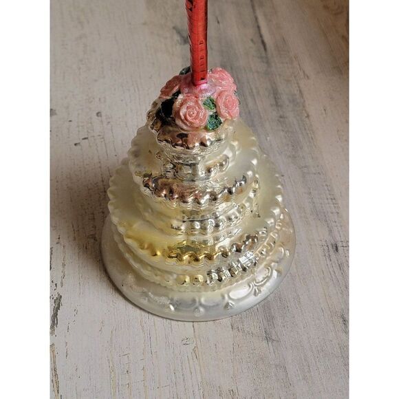 Unique blown glass wedding cake ornament tree Xmas glitter - Picture 5 of 16